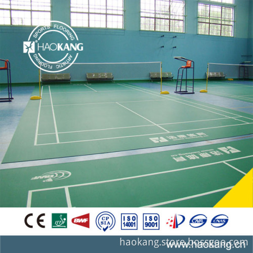 Badminton flooring mat with rolled device
